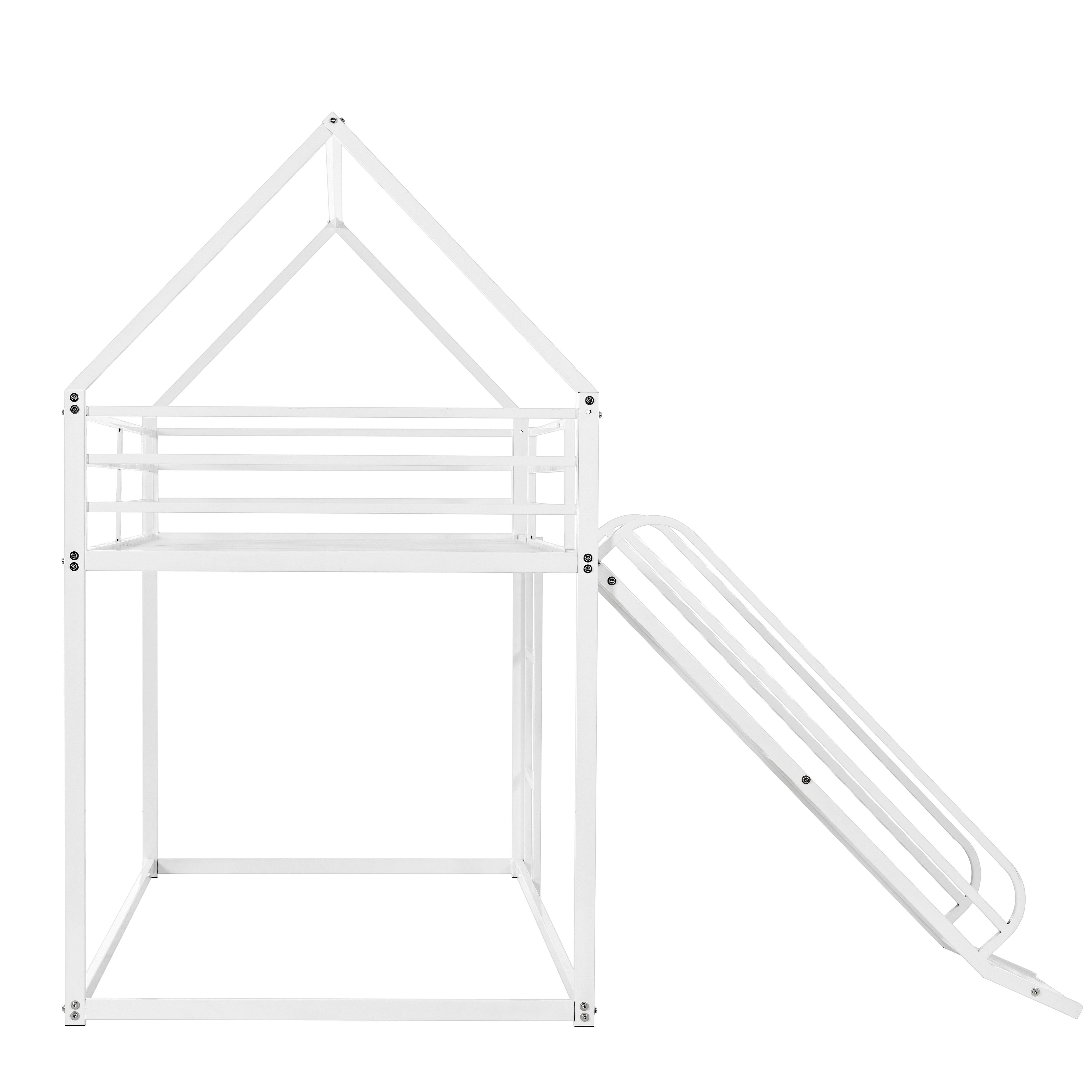 Twin Over Twin House Bed With Ladder And Slider, House Bed, Bunk Bed_voghion.com